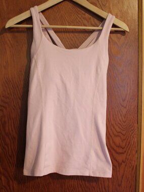 Lululemon Shell Pink Crossback Tank Top with Shelf Bra